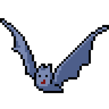 vector pixel art bat isolated cartoonのイラスト素材
