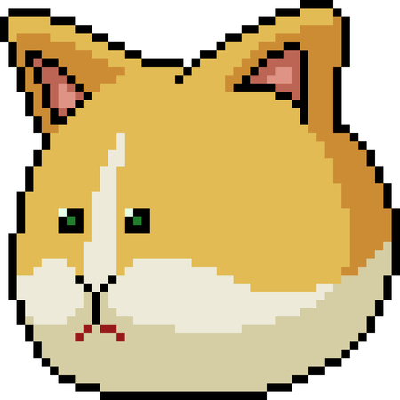 vector pixel art cat face isolated cartoonのイラスト素材