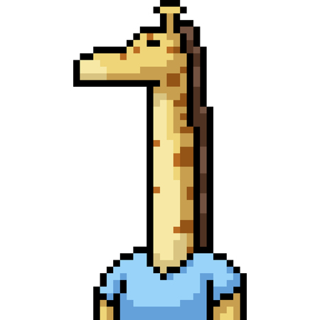 vector pixel art giraffe tall isolated cartoonのイラスト素材