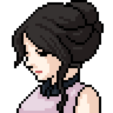 vector pixel art woman protrait isolated cartoonのイラスト素材