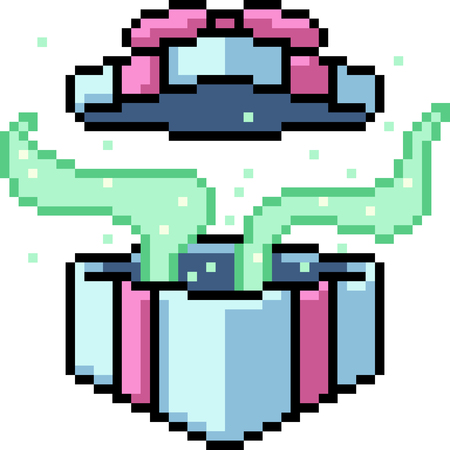 vector pixel art fantasy gift box isolated cartoonのイラスト素材