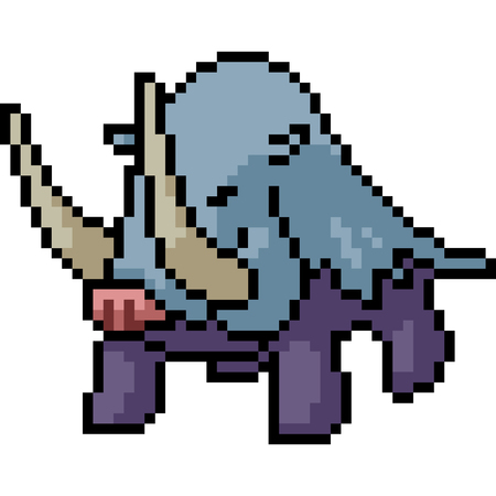 vector pixel art monster boar isolated cartoonのイラスト素材