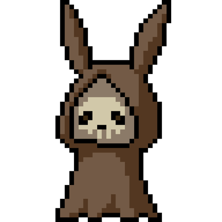 vector pixel art reaper rabbit isolated cartoonのイラスト素材