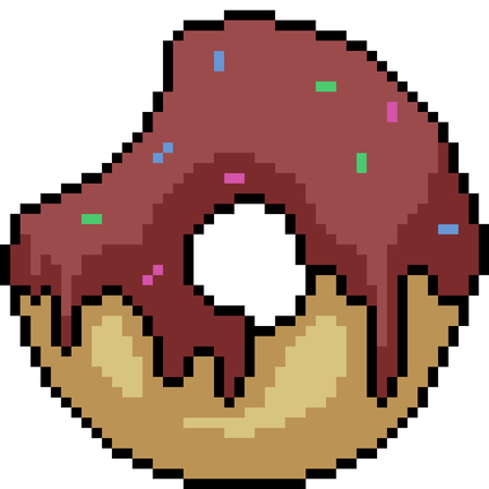 vector pixel art donut bite isolated cartoonのイラスト素材