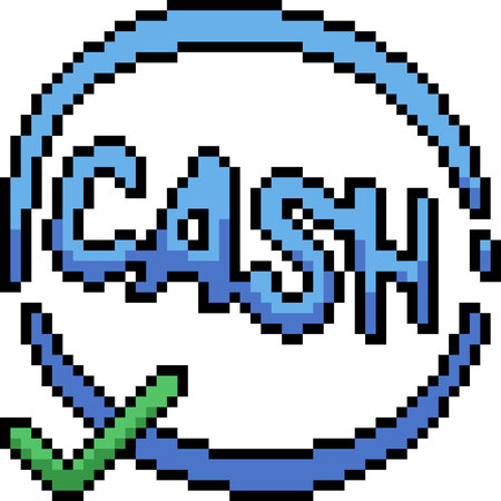 vector pixel art cash logo isolated cartoonのイラスト素材