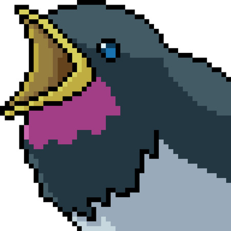 vector pixel art bird head isolated cartoonのイラスト素材