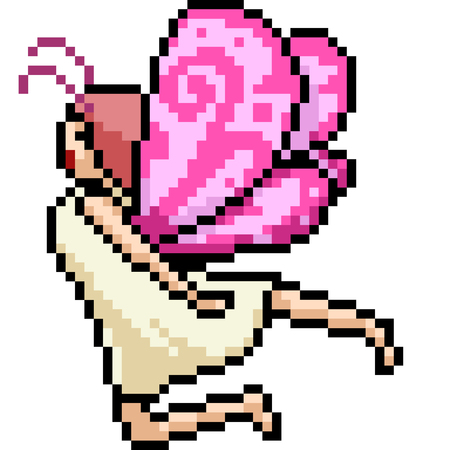vector pixel art fairy isolated cartoonのイラスト素材