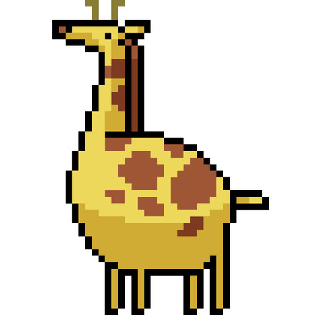 vector pixel art giraffe isolated cartoonのイラスト素材
