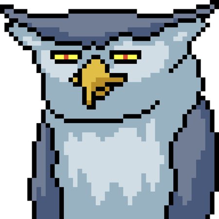 vector pixel art owl isolated cartoonのイラスト素材