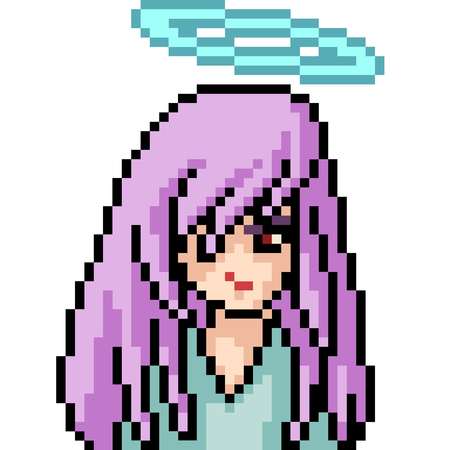 vector pixel art anime angel isolated cartoonのイラスト素材