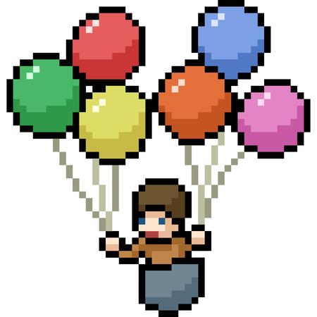 vector pixel art balloon kid isolated cartoonのイラスト素材