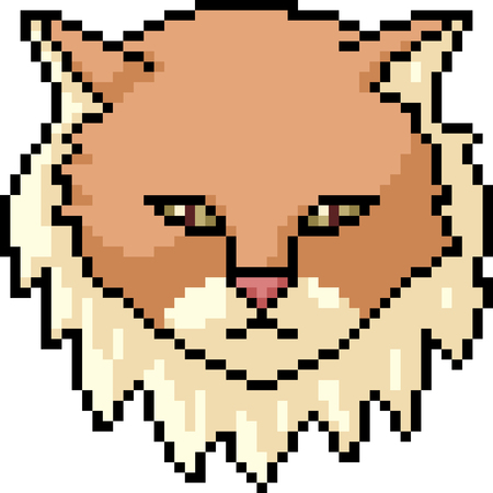 vector pixel art cat face isolated cartoonのイラスト素材