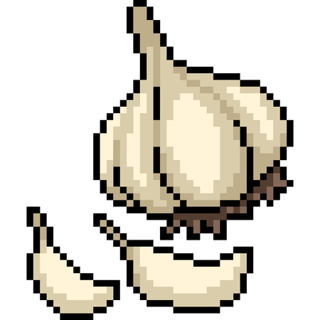 vector pixel art garlic isolated cartoonのイラスト素材