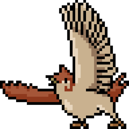 vector pixel art sparrow action isolated cartoonのイラスト素材