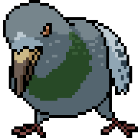 vector pixel art pigeon isolated cartoonのイラスト素材