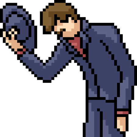vector pixel art gentle man isolated cartoonのイラスト素材