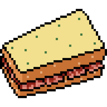 vector pixel art sandwich isolated cartoonのイラスト素材