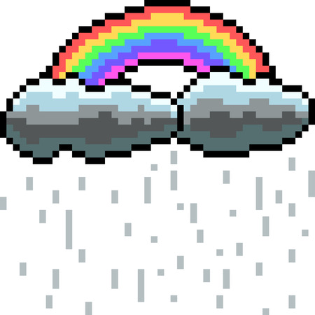 vector pixel art rainbow cloud isolated cartoonのイラスト素材