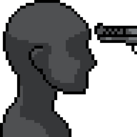 vector pixel art gun violence isolated cartoonのイラスト素材