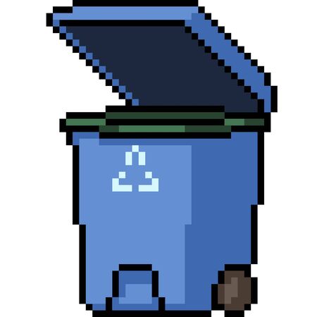 vector pixel art recycle bin isolated cartoonのイラスト素材