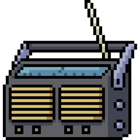 vector pixel art radio isolated cartoonのイラスト素材
