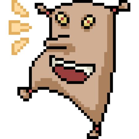 vector pixel art sack happy isolated cartoonのイラスト素材