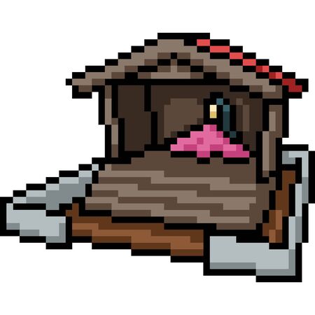 vector pixel art doll house isolated cartoonのイラスト素材