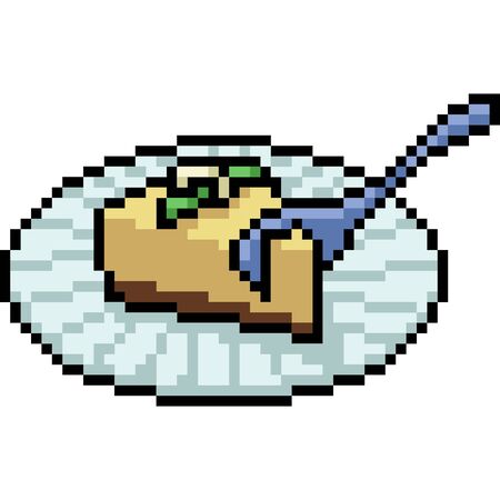 vector pixel art cake restaurant isolated cartoonのイラスト素材