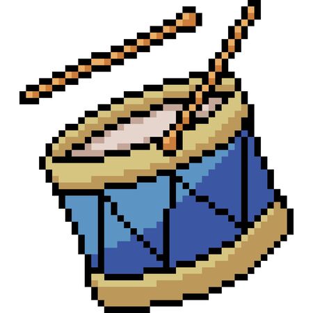vector pixel art drum isolated cartoonのイラスト素材