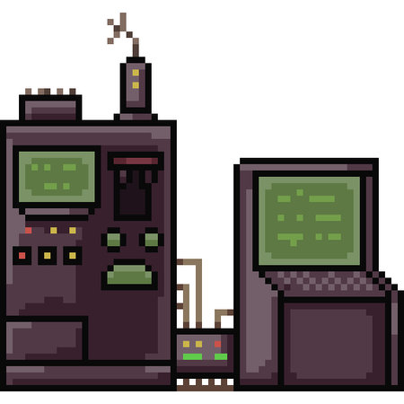 vector pixel art isolated old machine
