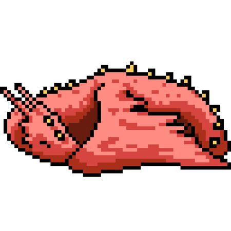 vector pixel art isolated dragon sleepのイラスト素材