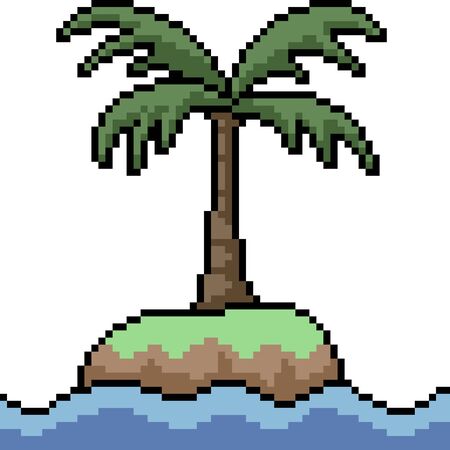 vector pixel art isolated small islandのイラスト素材