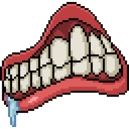 vector pixel art isolated crazy mouthのイラスト素材