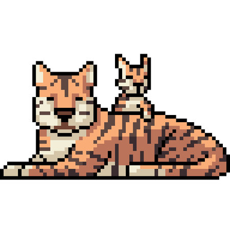 vector pixel art isolated mother tiger
