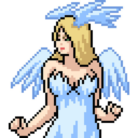 vector pixel art isolated anime angel