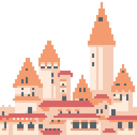 vector pixel art isolated fancy buildingのイラスト素材