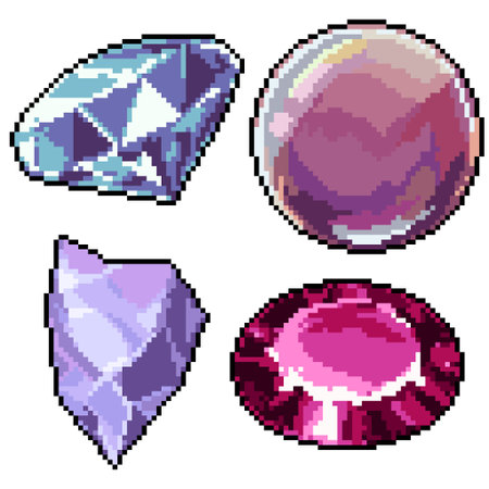 pixel art set isolated jewelry decoration