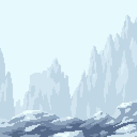 pixel art iceberg square backgroundのイラスト素材