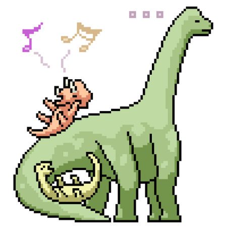 pixel art of dinosaur kid playingのイラスト素材