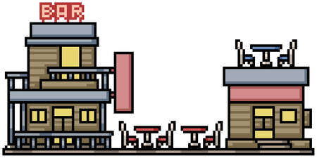 pixel art of wood cozy barのイラスト素材