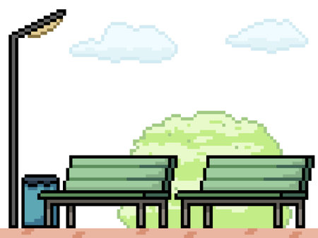 pixel art of public park benchのイラスト素材