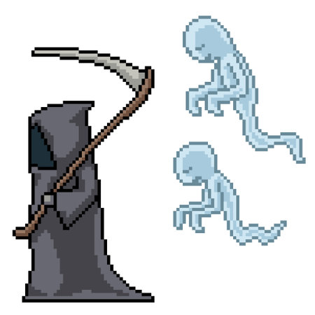 pixel art of death spirit halloweenのイラスト素材