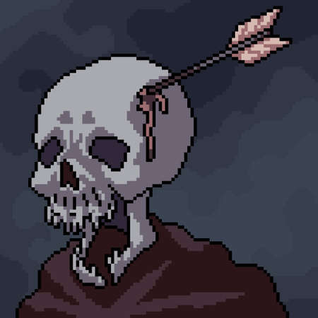 pixel art of arrow picrce skullのイラスト素材
