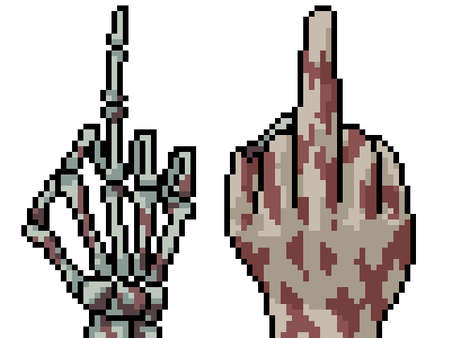 pixel art of zombie hand middle fingerのイラスト素材