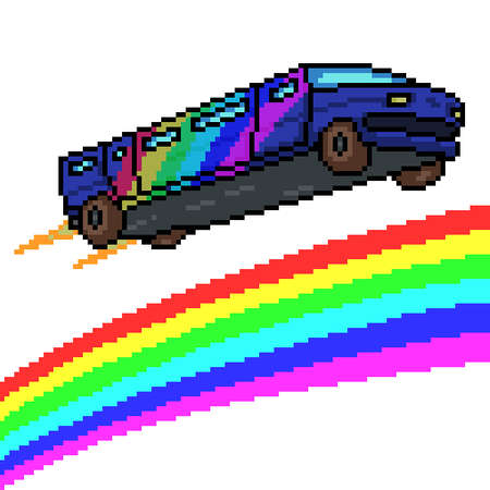 pixel art of fantasy flying limousineのイラスト素材