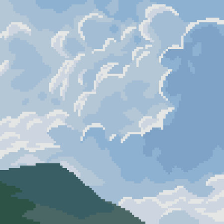 pixel art of complex cloud skyのイラスト素材