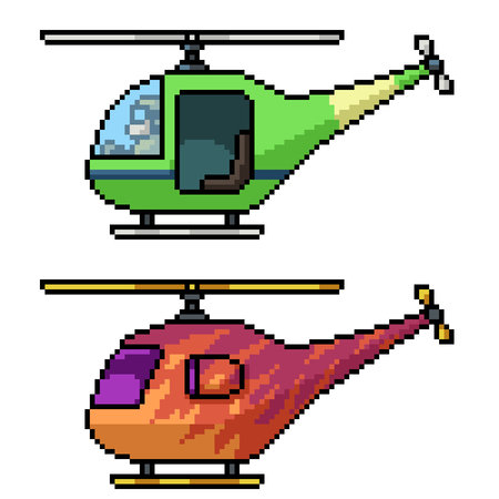 pixel art of small helicopter side