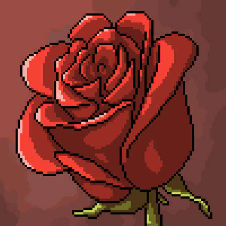 pixel art of artistic blooming flower roseのイラスト素材