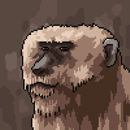 pixel art of monkey head portraitのイラスト素材