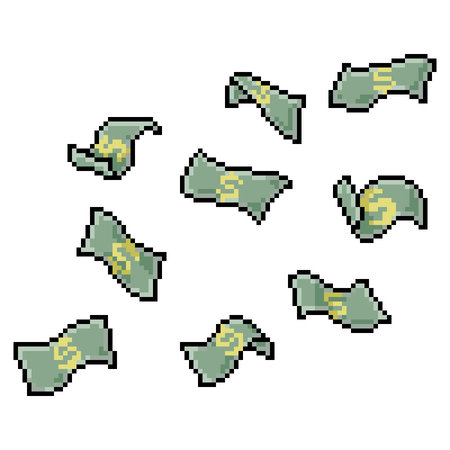 pixel art of money flying gone